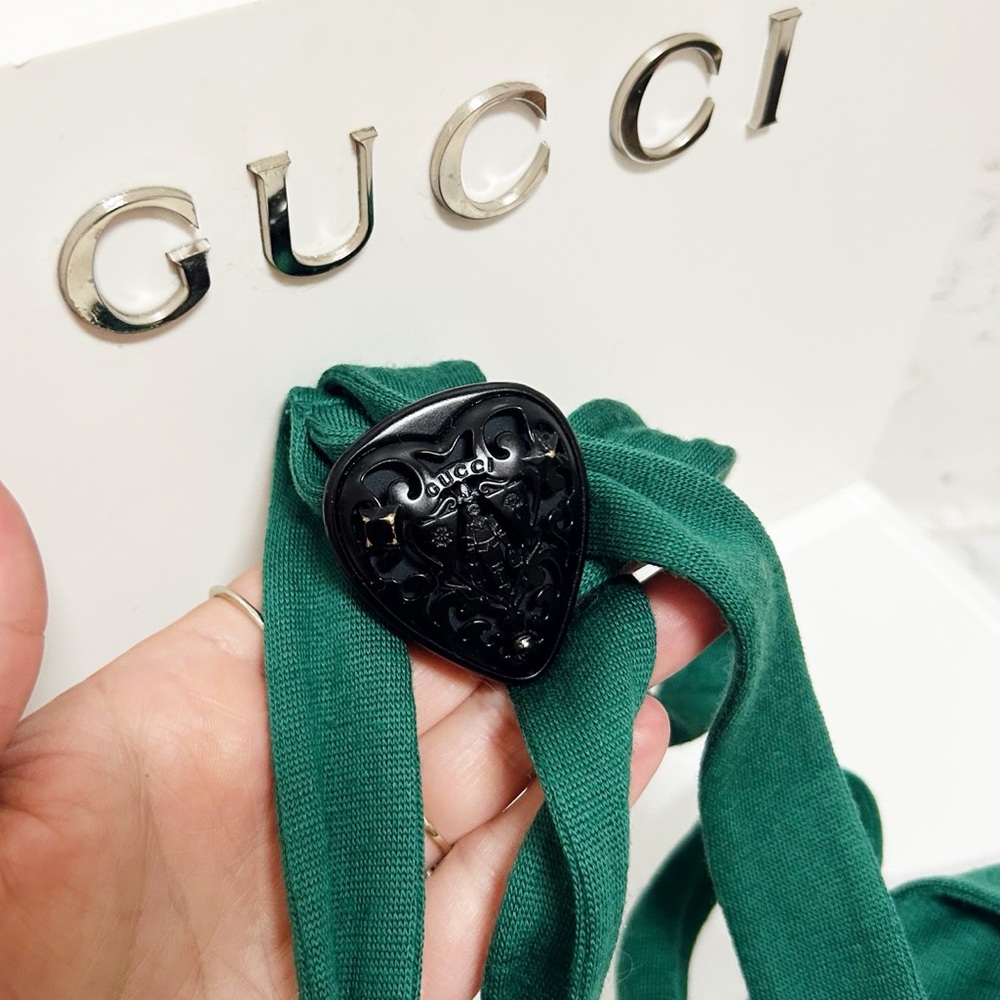 Authentic Gucci Rare Hysteria Black Heart & Teal Wool Adjustable Belt - Picture 14 of 15